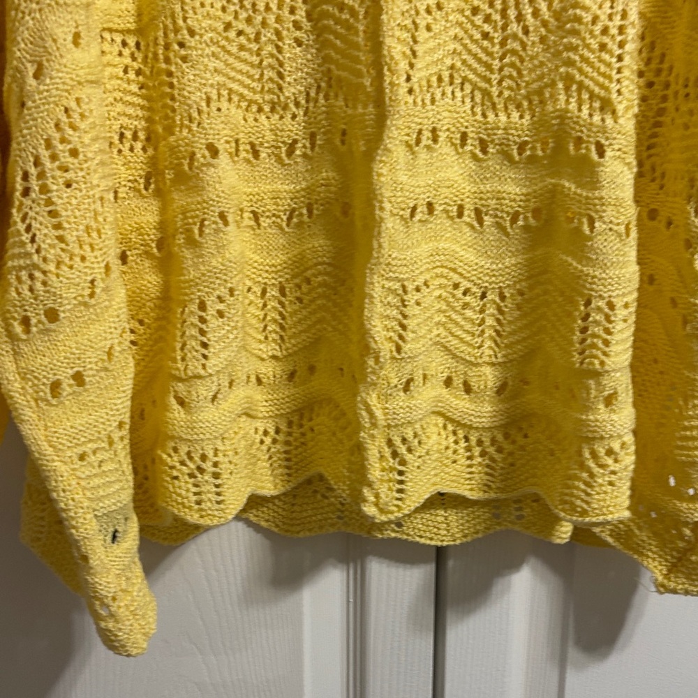 POL Yellow Open-Weave V-Neck Sweater BRAND NEW - Picture 14 of 15